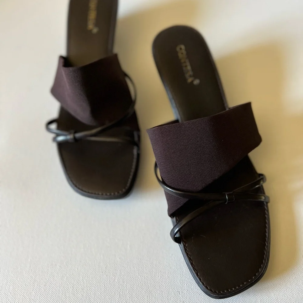 VINTAGE 90s Y2K Contessa Strappy Slip On Sandals with Wedge 8 - Picture 2 of 5